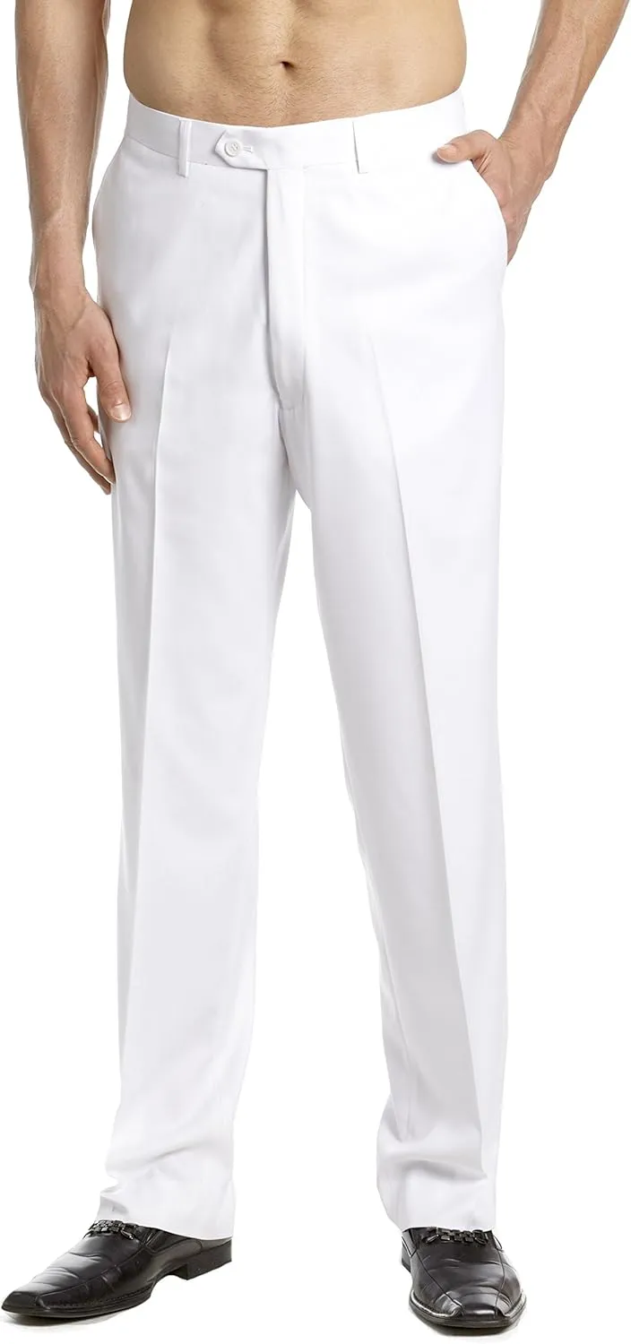 Men's TUXEDO Pants Tux Pant Flat Front Satin Band Stripe Solid Colors