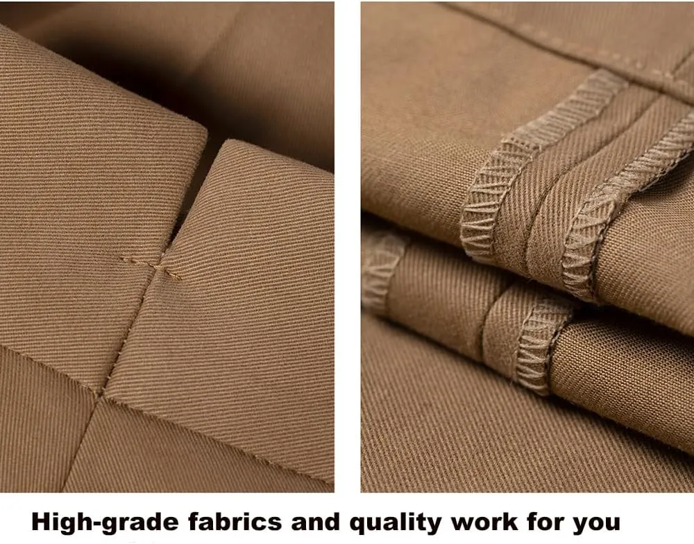 Men's Vintage Straight Fit Khaki Pants Signature Lux Cotton Twill Suit Pants Trousers Casual Casual