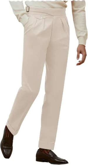 Men's Vintage Straight Fit Khaki Pants Signature Lux Cotton Twill Suit Pants Trousers Casual Casual
