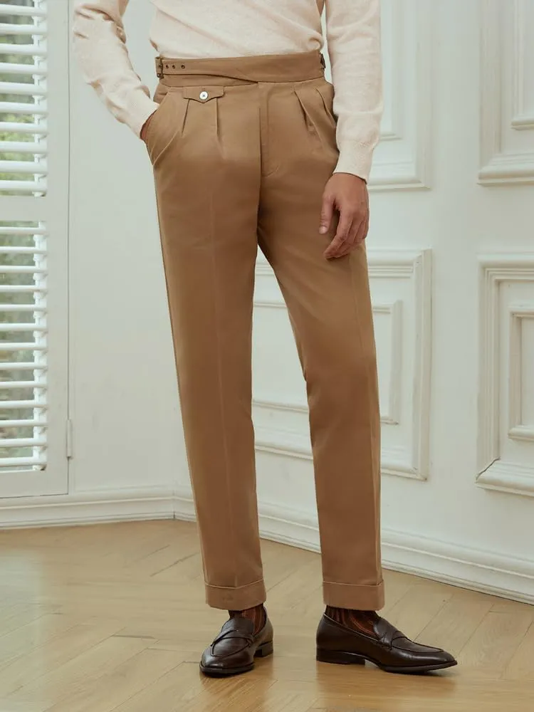 Men's Vintage Straight Fit Khaki Pants Signature Lux Cotton Twill Suit Pants Trousers Casual Casual