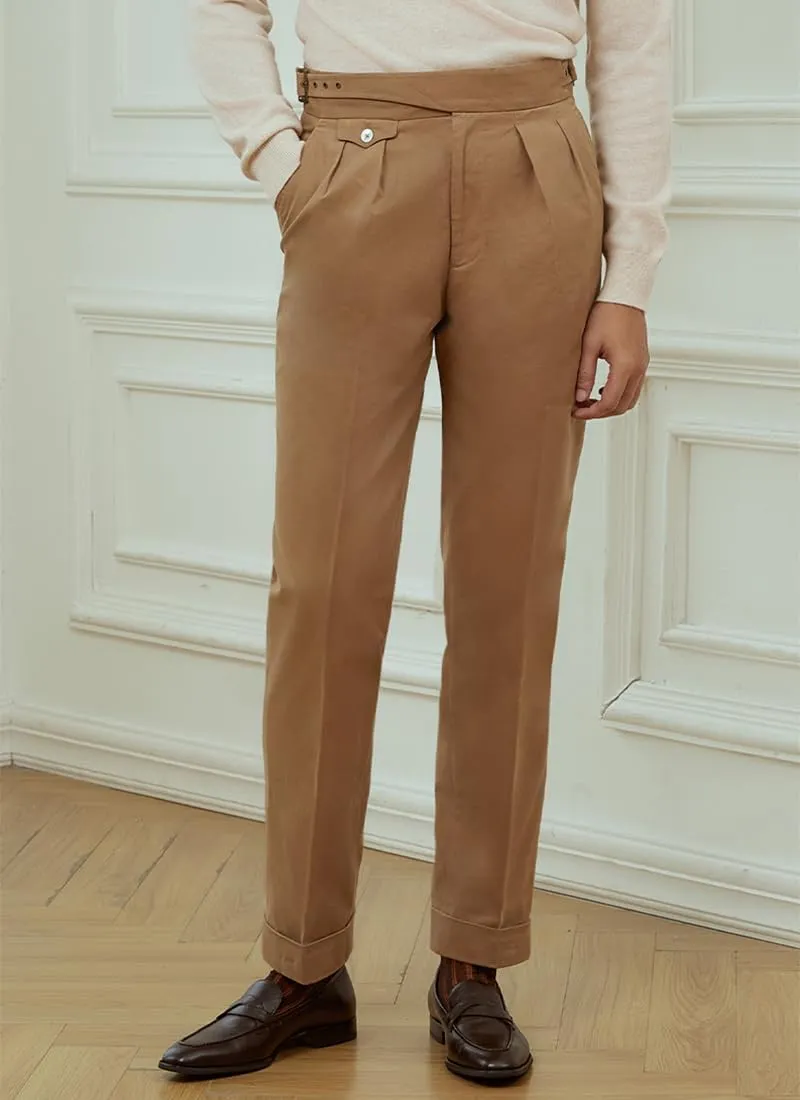 Men's Vintage Straight Fit Khaki Pants Signature Lux Cotton Twill Suit Pants Trousers Casual Casual