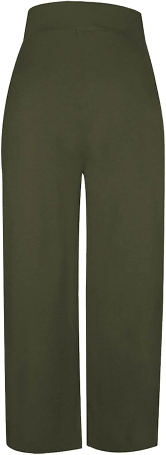 MESLIMA Palazzo Pants for Women High Waisted Wide Leg Stretchy Loose Fit Casual Trousers with Pocket