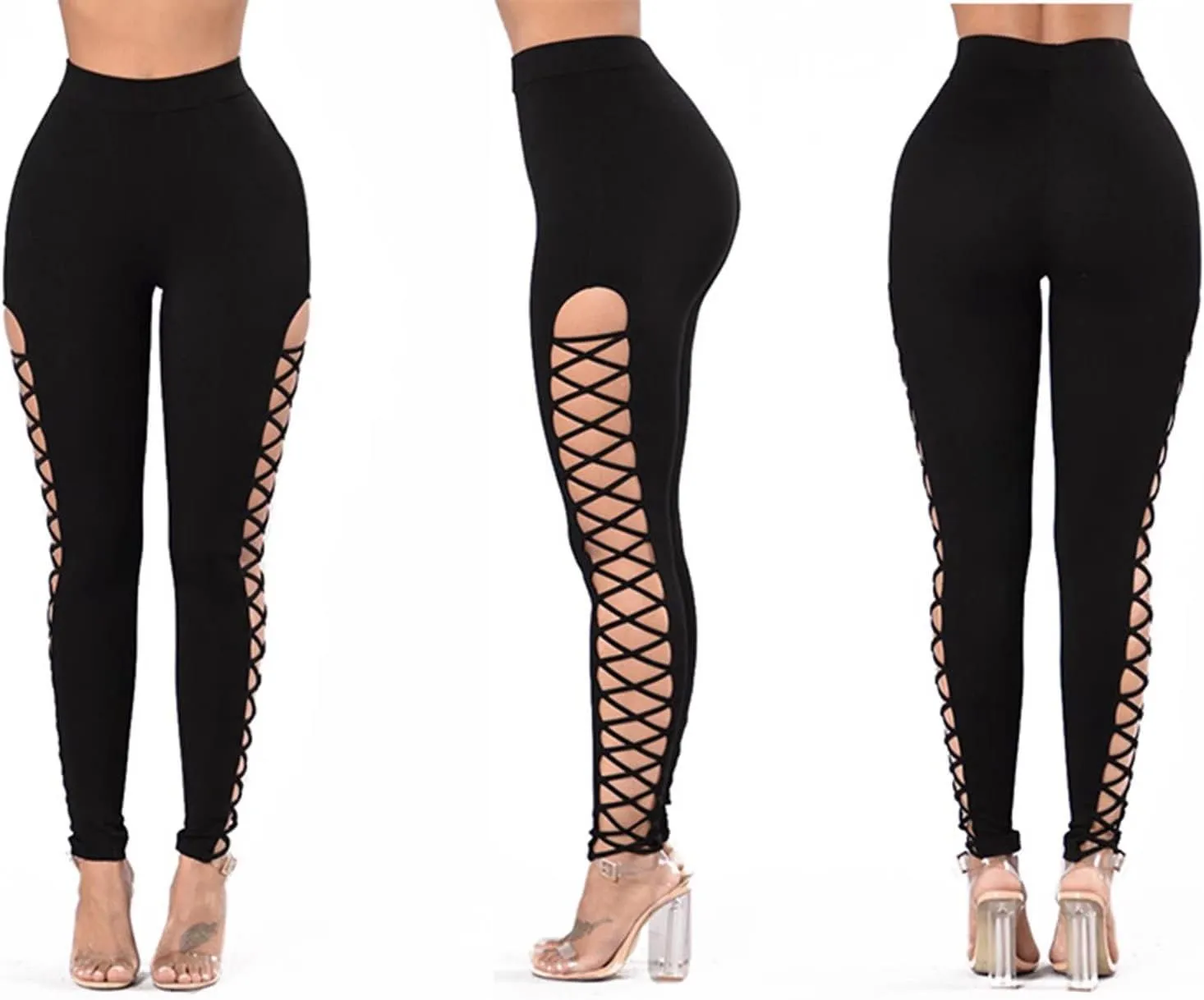 Mintsnow Women's Sheer Mesh Lace Leggings Stretchy High Waist Long Pants Lightweight Casual Pants