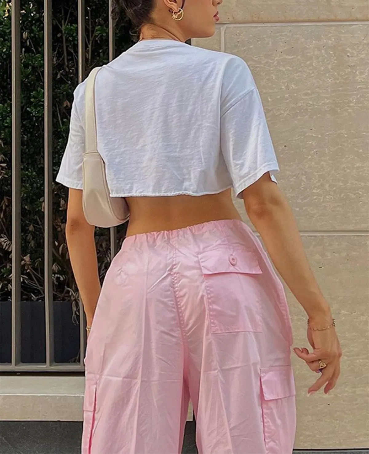 Neyaolk Parachute Pants for Women, Cargo Pants Women Baggy, Y2K Low Waist Wide Leg Baggy Relaxed Jogger Pants