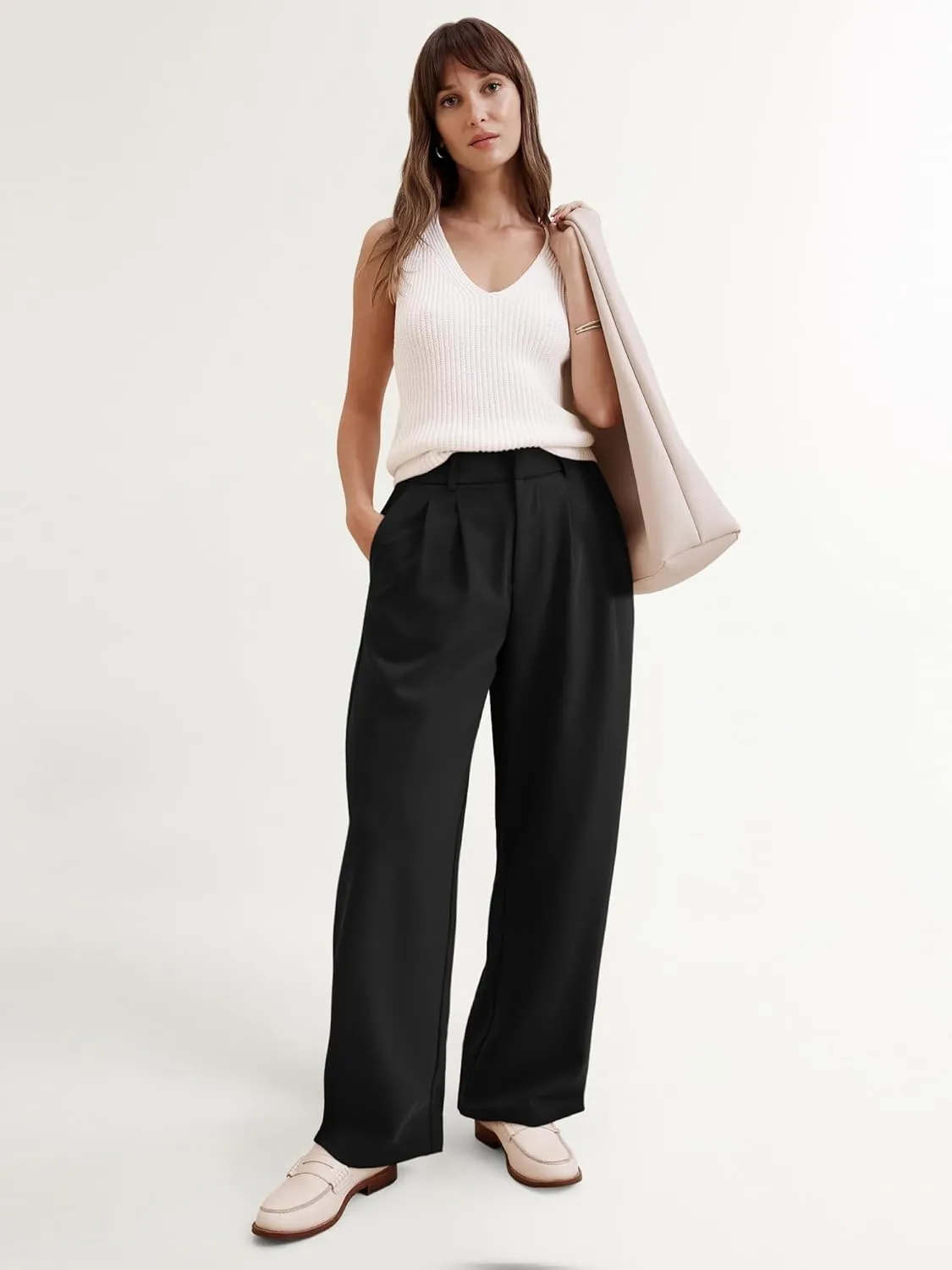 NIMIN Wide Leg Dressy Pants High Waisted Work Business Casual Slack 2025 Summer Flowy Palazzo Trousers with Pockets