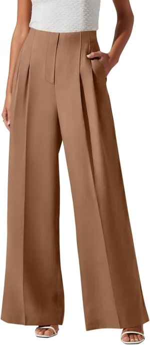 NIMIN Women's Wide Leg Dressy Pants High Waisted Business Casual Work Pants Plazzo Trousers with Pockets