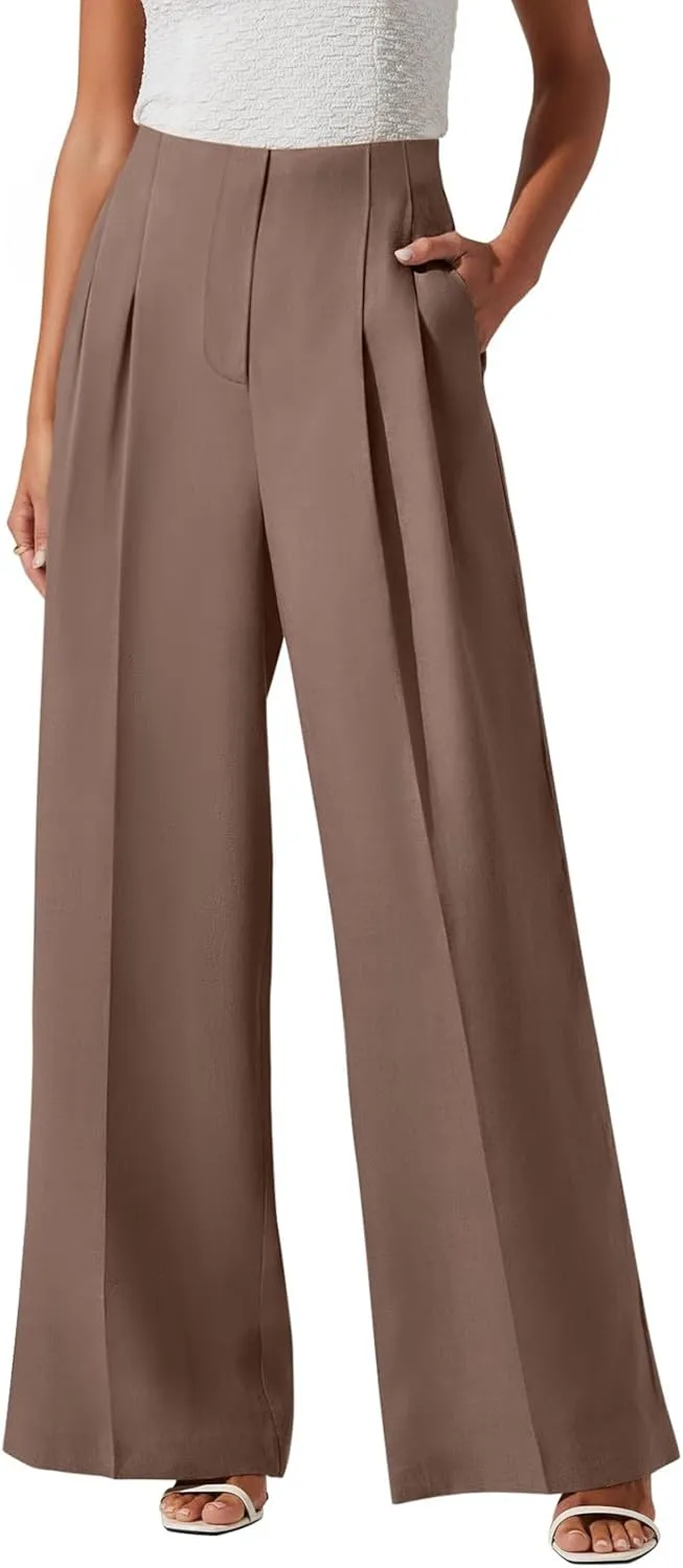 NIMIN Women's Wide Leg Dressy Pants High Waisted Business Casual Work Pants Plazzo Trousers with Pockets