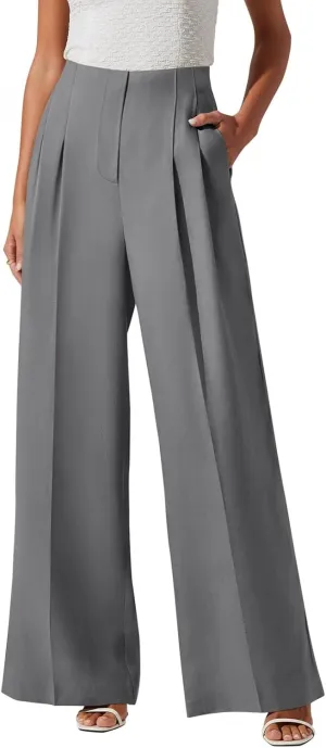 NIMIN Women's Wide Leg Dressy Pants High Waisted Business Casual Work Pants Plazzo Trousers with Pockets