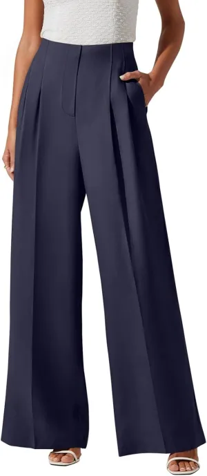 NIMIN Women's Wide Leg Dressy Pants High Waisted Business Casual Work Pants Plazzo Trousers with Pockets