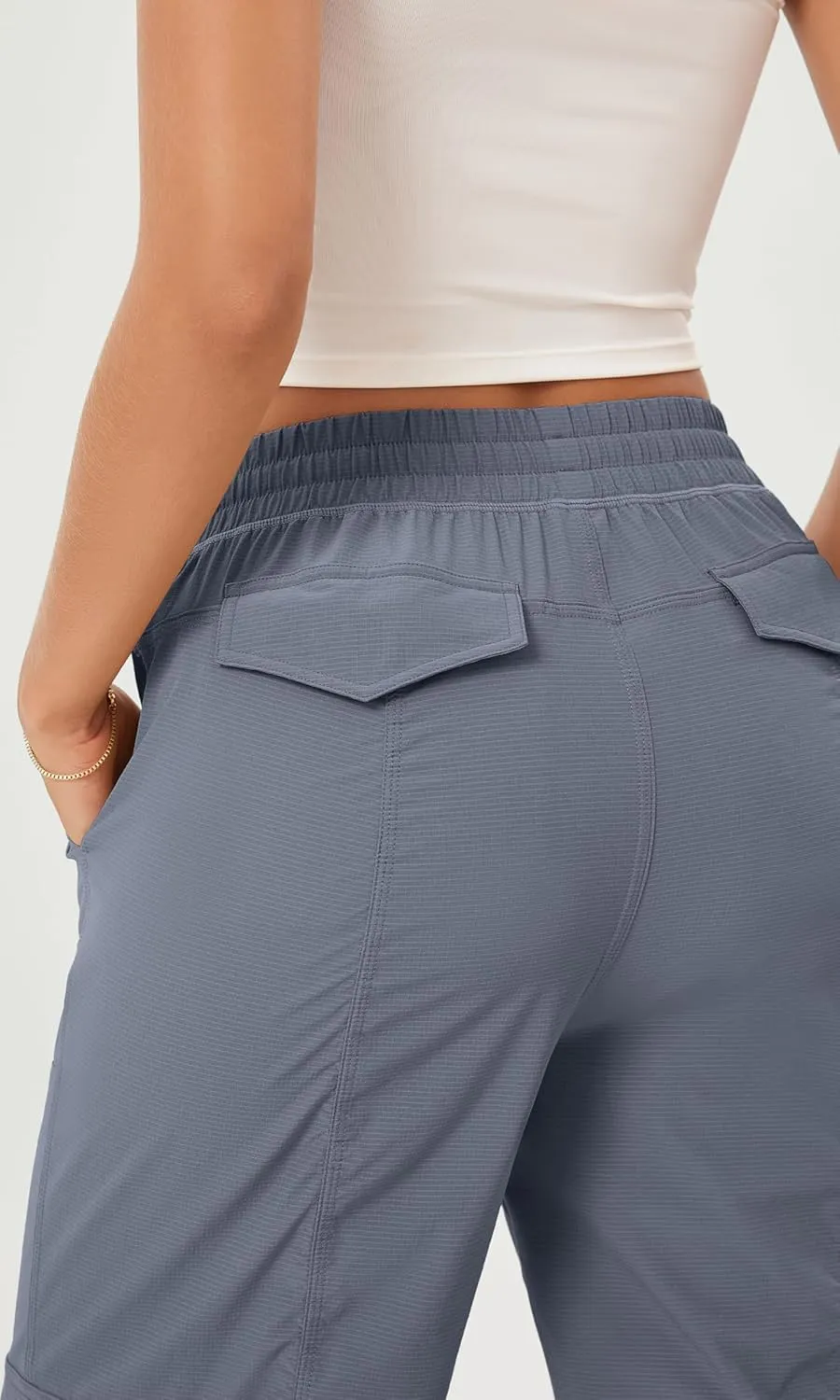 ODODOS Stretch Woven Relaxed Cargo Pants for Women Cinchable Hems Lightweight Casual Sweatpants with Pockets