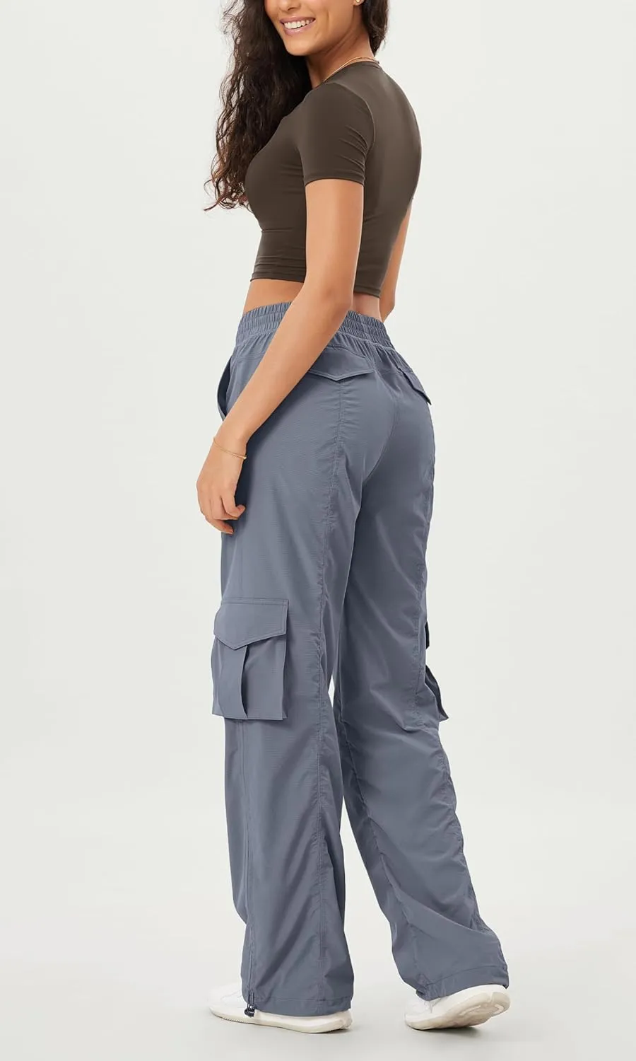 ODODOS Stretch Woven Relaxed Cargo Pants for Women Cinchable Hems Lightweight Casual Sweatpants with Pockets