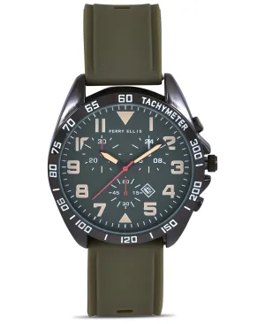Olive Silicone Strap Sport Watch