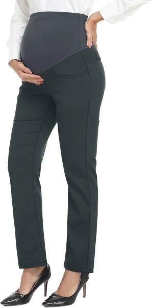 PACBREEZE Women's Maternity Pants for Work Over-Bump Pregnancy Casual Stretchy Straight Dress Pants with Pockets