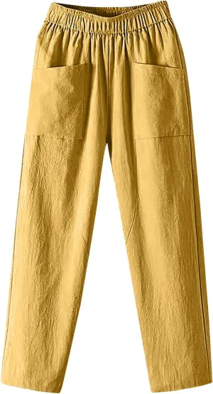 Pants for Women, Straight Leg Linen Loose Casual Pants Peasant Lounge Stretchy
