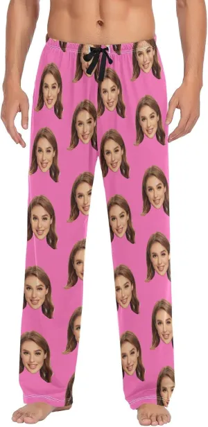 Personalized Photo Face Printed Mens Sleepwear Pajama Pants Custom Casual Pj Bottoms Holiday Gifts for Boyfriend Husband Dad
