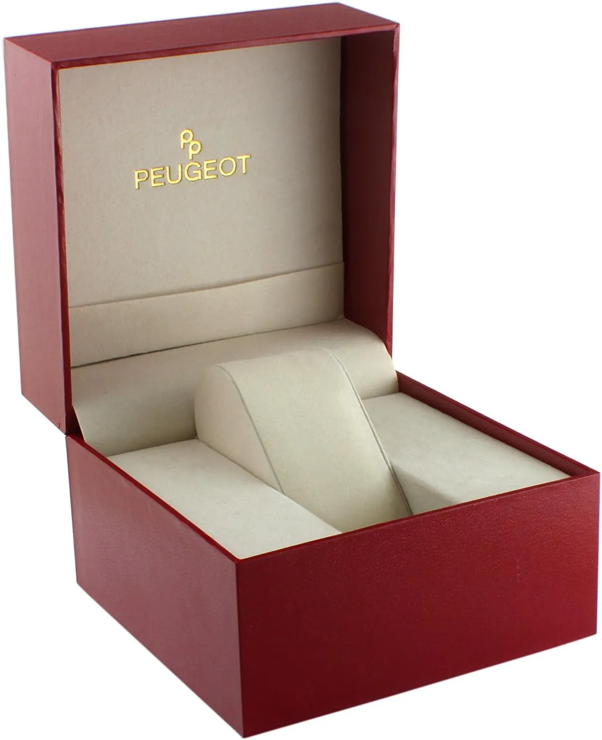 Peugeot Women Round Dress Watch - Slim Thin Case with Floating Genuine Diamond CZ and Leather Strap