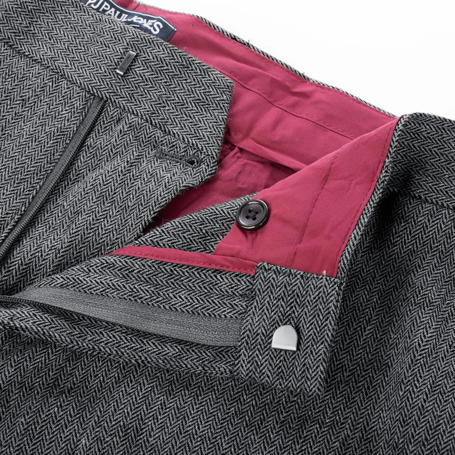 PJ PAUL JONES Men Trousers Vintage Tweed Pants Herringbone Pleated Pant