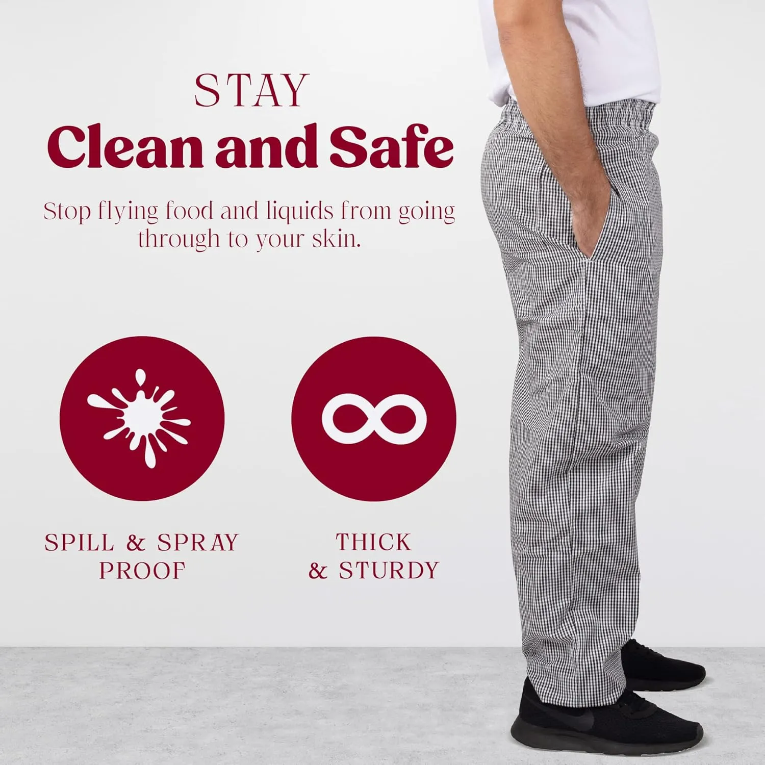 Professional Adult Size Chef Uniform Pants Bulk Packs