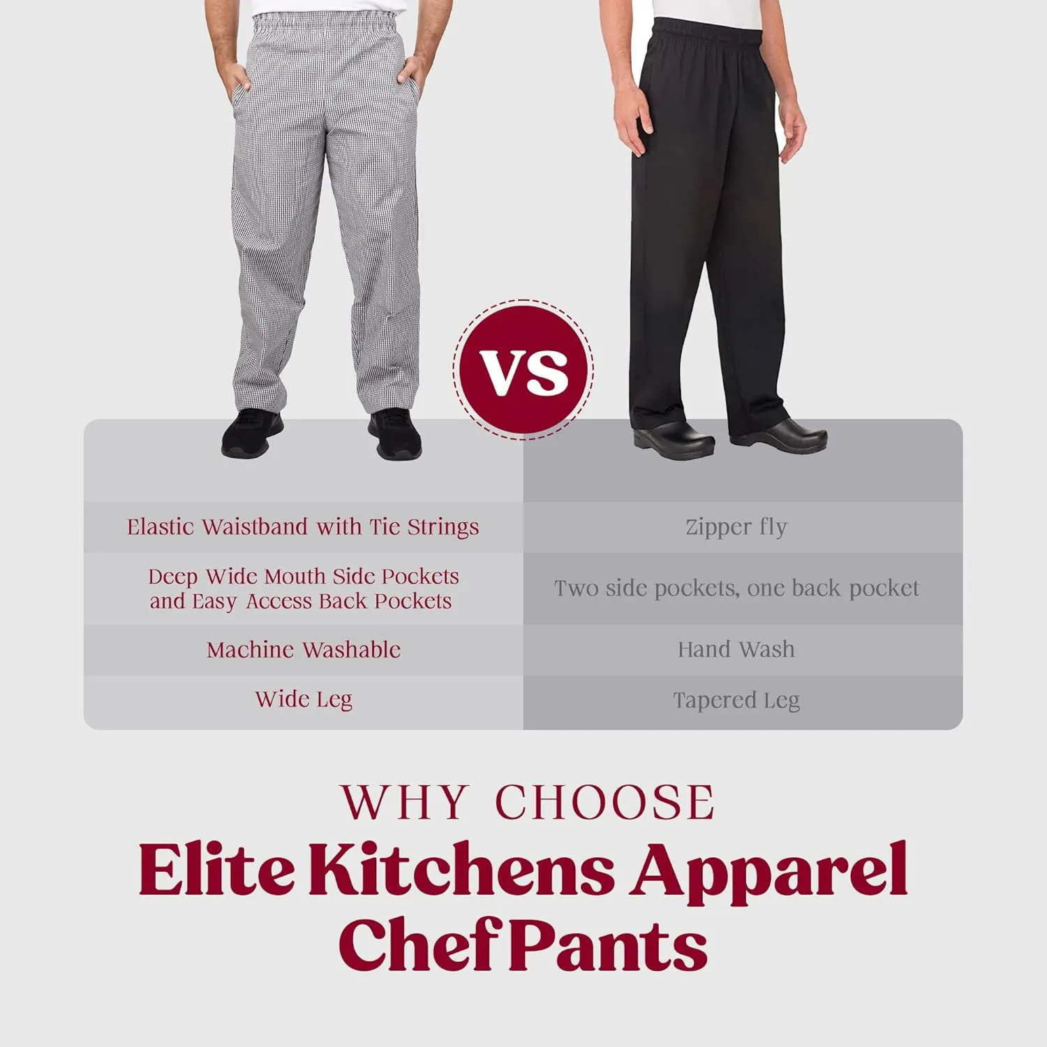 Professional Adult Size Chef Uniform Pants Bulk Packs
