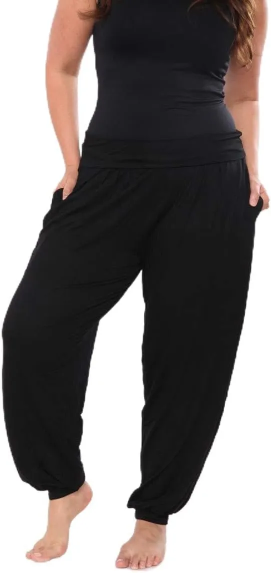 PS560-Black-2XL Women Plus Harem Pants, Black - 2XL