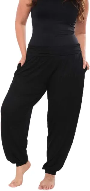 PS560-Black-2XL Women Plus Harem Pants, Black - 2XL