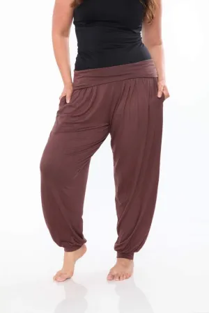 PS560-Brown-2XL Women Plus Harem Pants, Brown - 2XL