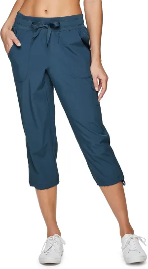 RBX Active Women's Cargo Capri Pant with Pockets Fashion Lightweight Woven with Drawstring
