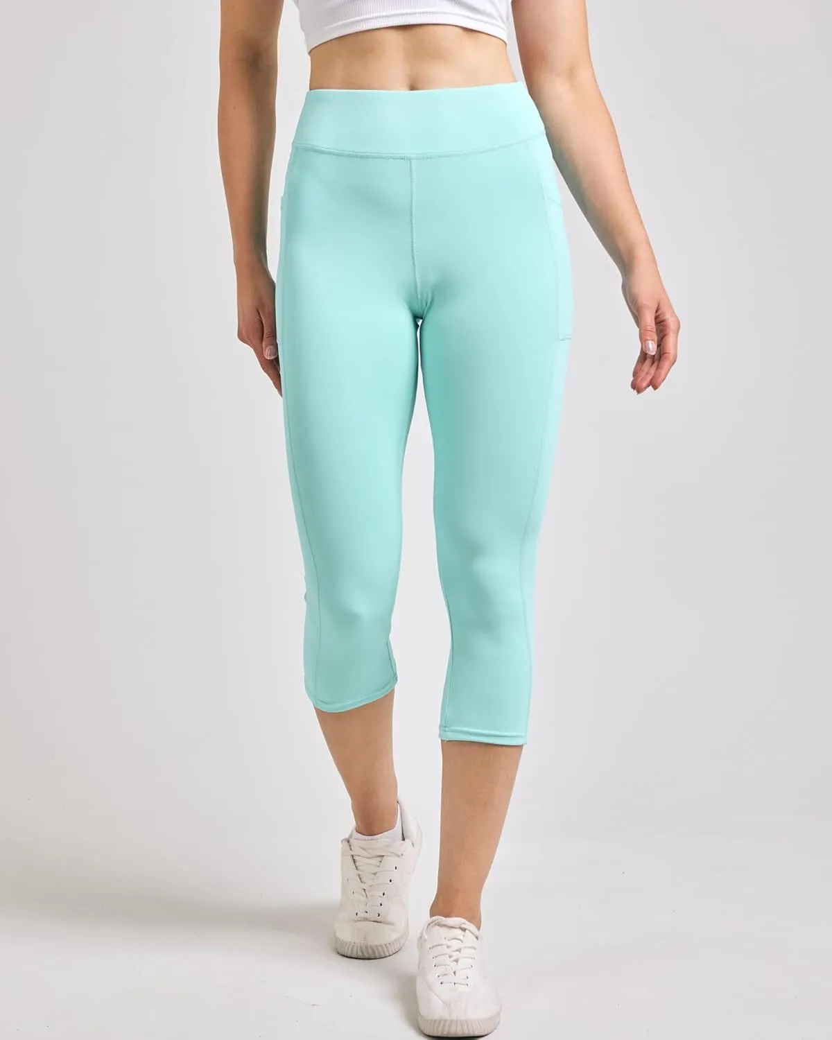 Real Essentials 4 Pack: Women's Capri Leggings with Pockets Casual Yoga Workout Exercise Pants (Available in Plus Size)