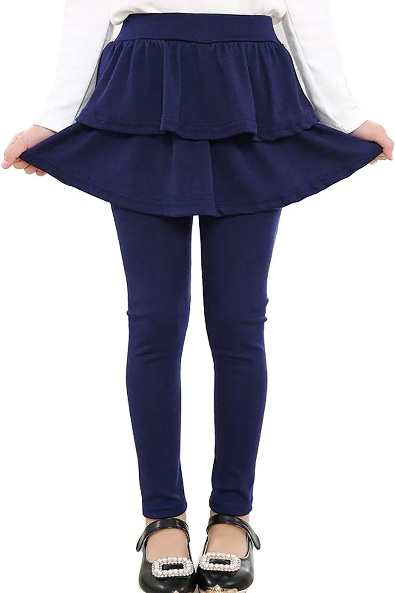 RieKet Girls School Uniform Pants Warm Stretchy Athletic Leggings with Skirt 2-14 Years