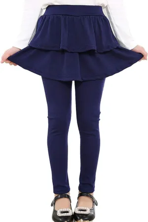 RieKet Girls School Uniform Pants Warm Stretchy Athletic Leggings with Skirt 2-14 Years