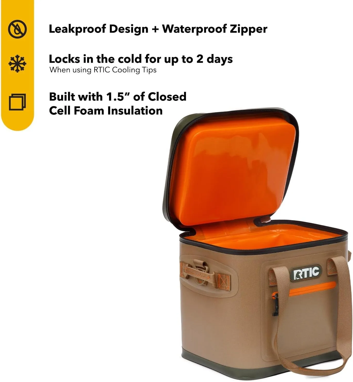 RTIC Ultra-Tough Soft Cooler 12 Can, Insulated Bag Portable Ice Chest for Lunch, Beach, Drink, Beverage, Travel, Camping, Picnic, Car, Trips, Floating Cooler Leak-Proof with Zipper