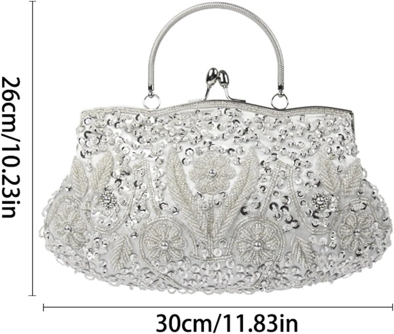 Sangeuhhlk Women Flowers Beaded Sequin Evening Clutch Handbag Vintage Embroidery Crossbody Wedding Purse Night Prom Bride Bag(Coffee)