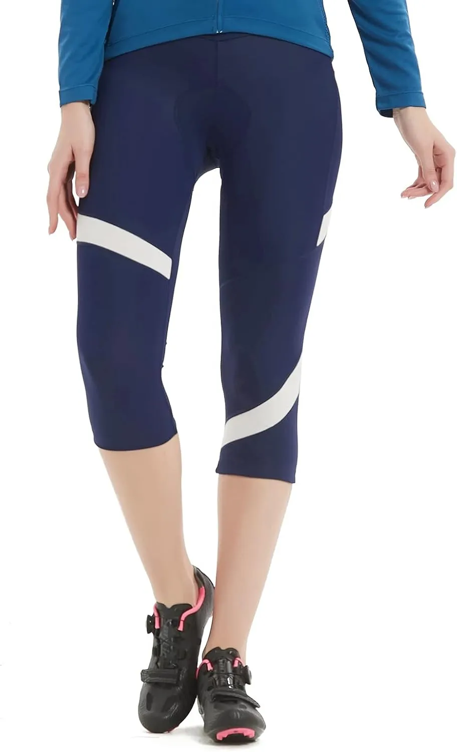 Santic Women's Bike Pants 4D Padded Cycling Capris Shorts 3/4 Biking Tights Bicycle Capris