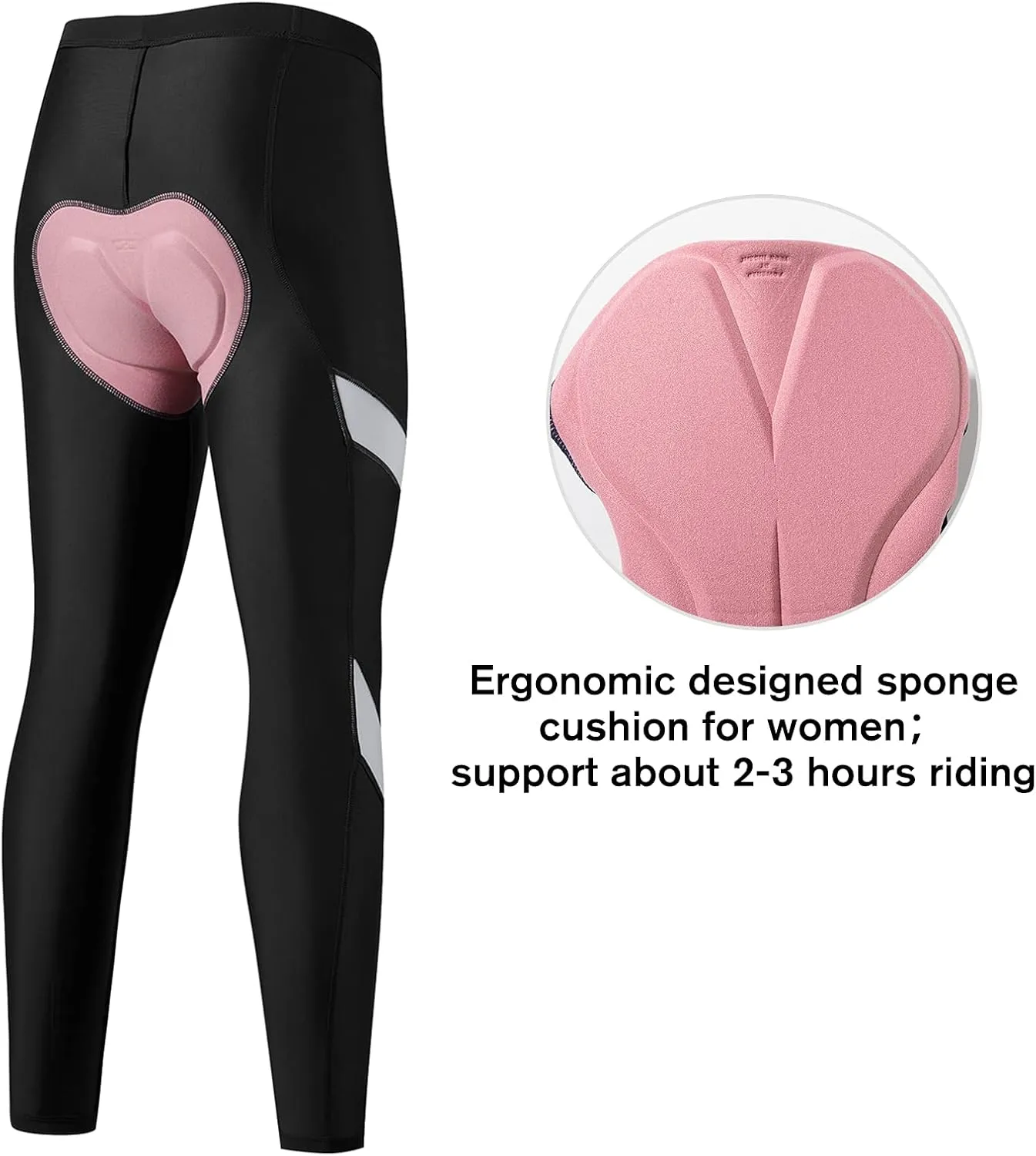 Santic Women's Bike Pants 4D Padded Cycling Tights High Waisted Bicycle Trousers with Pockets Biking Apparel UPF 50 