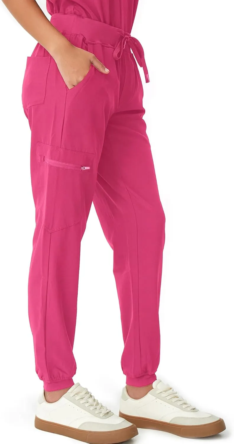 Scrubs for Women, Stretchy Yoga Pants with 5 Pockets, Cargo Jogger Scrub Pants for Women