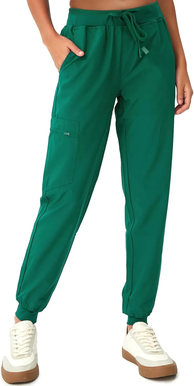 Scrubs for Women, Stretchy Yoga Pants with 5 Pockets, Cargo Jogger Scrub Pants for Women