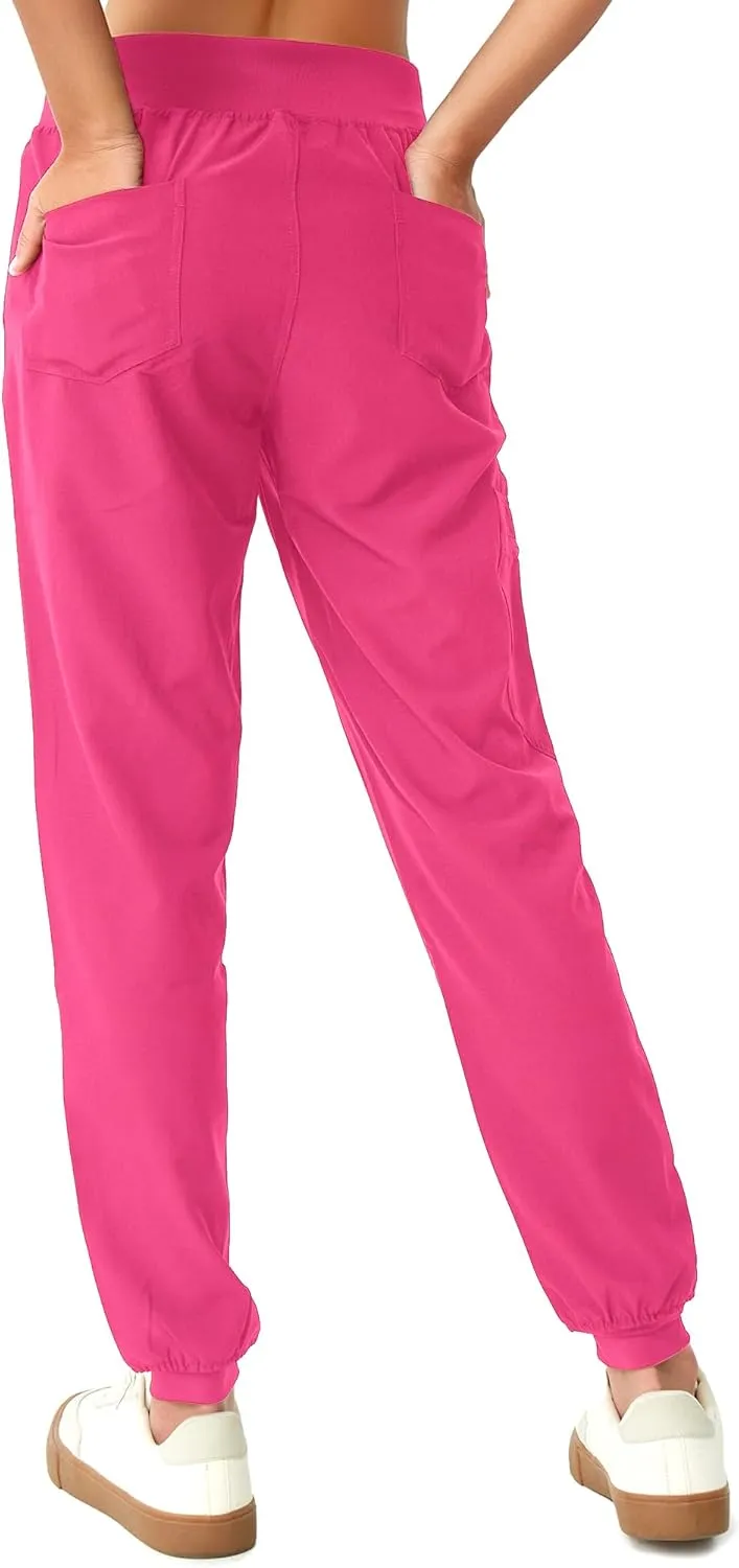 Scrubs for Women, Stretchy Yoga Pants with 5 Pockets, Cargo Jogger Scrub Pants for Women