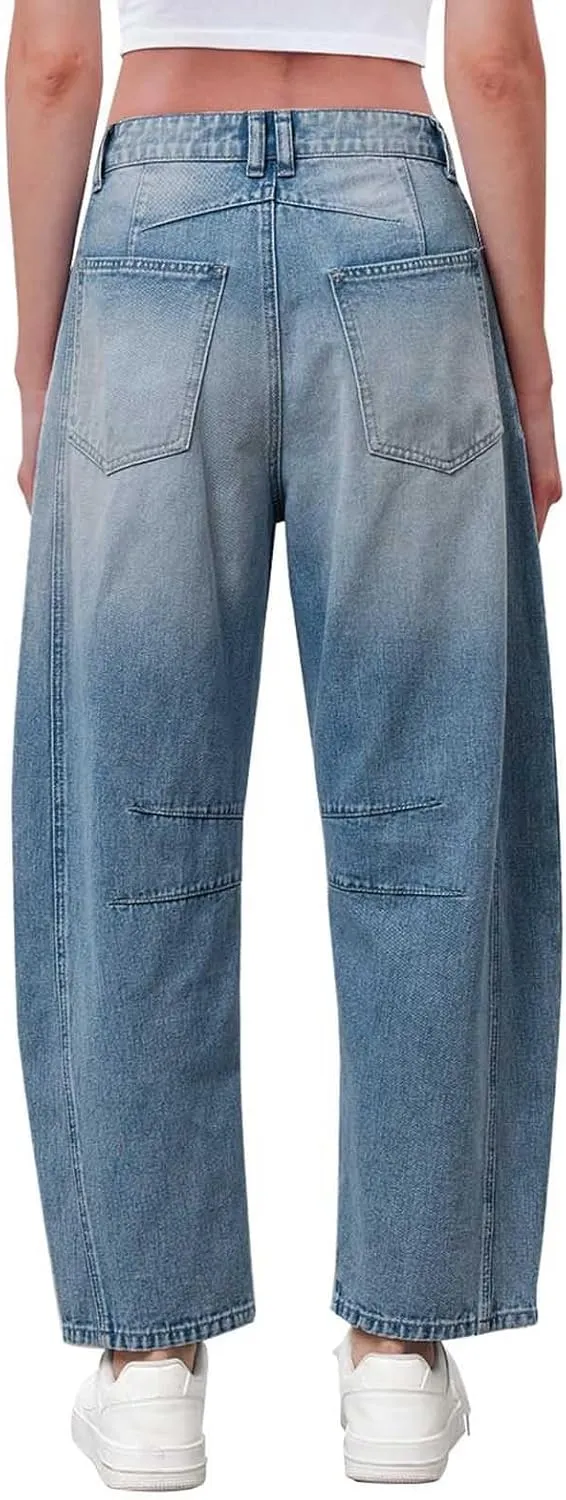 sdbrld Cargo Pants Women Adjustable Waist XXL Multiple Pocket Relaxed Fit Straight Wide Leg Y2K Pants Trousers Fashion Jeans