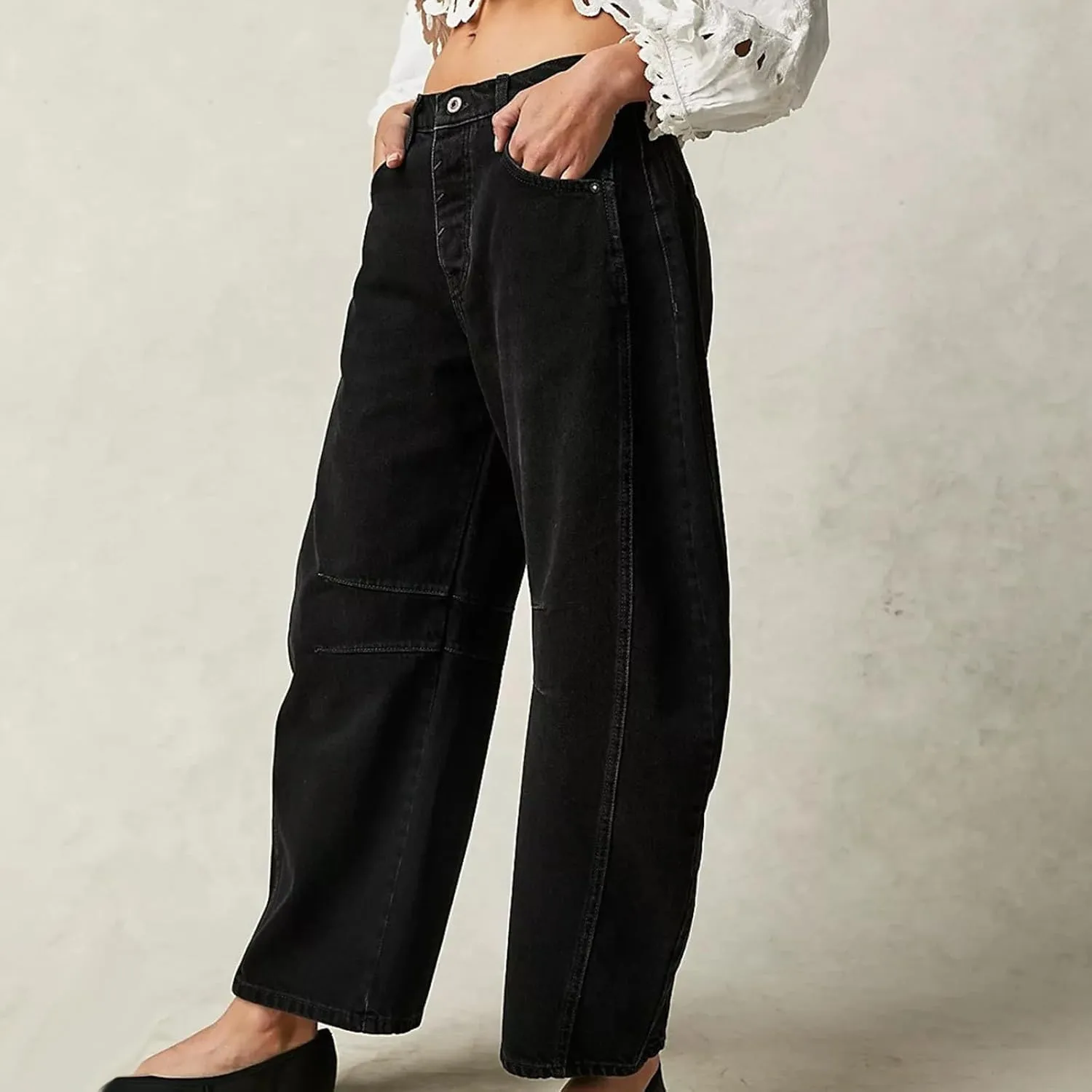 sdbrld Cargo Pants Women Adjustable Waist XXL Multiple Pocket Relaxed Fit Straight Wide Leg Y2K Pants Trousers Fashion Jeans