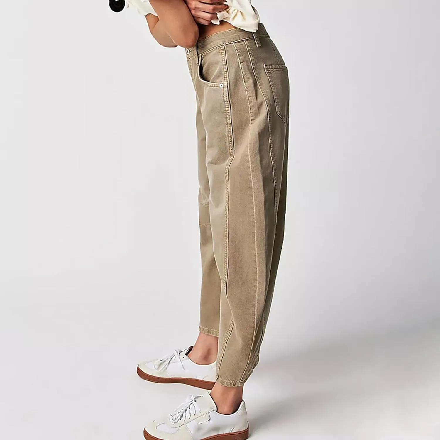 sdbrld Cargo Pants Women Adjustable Waist XXL Multiple Pocket Relaxed Fit Straight Wide Leg Y2K Pants Trousers Fashion Jeans