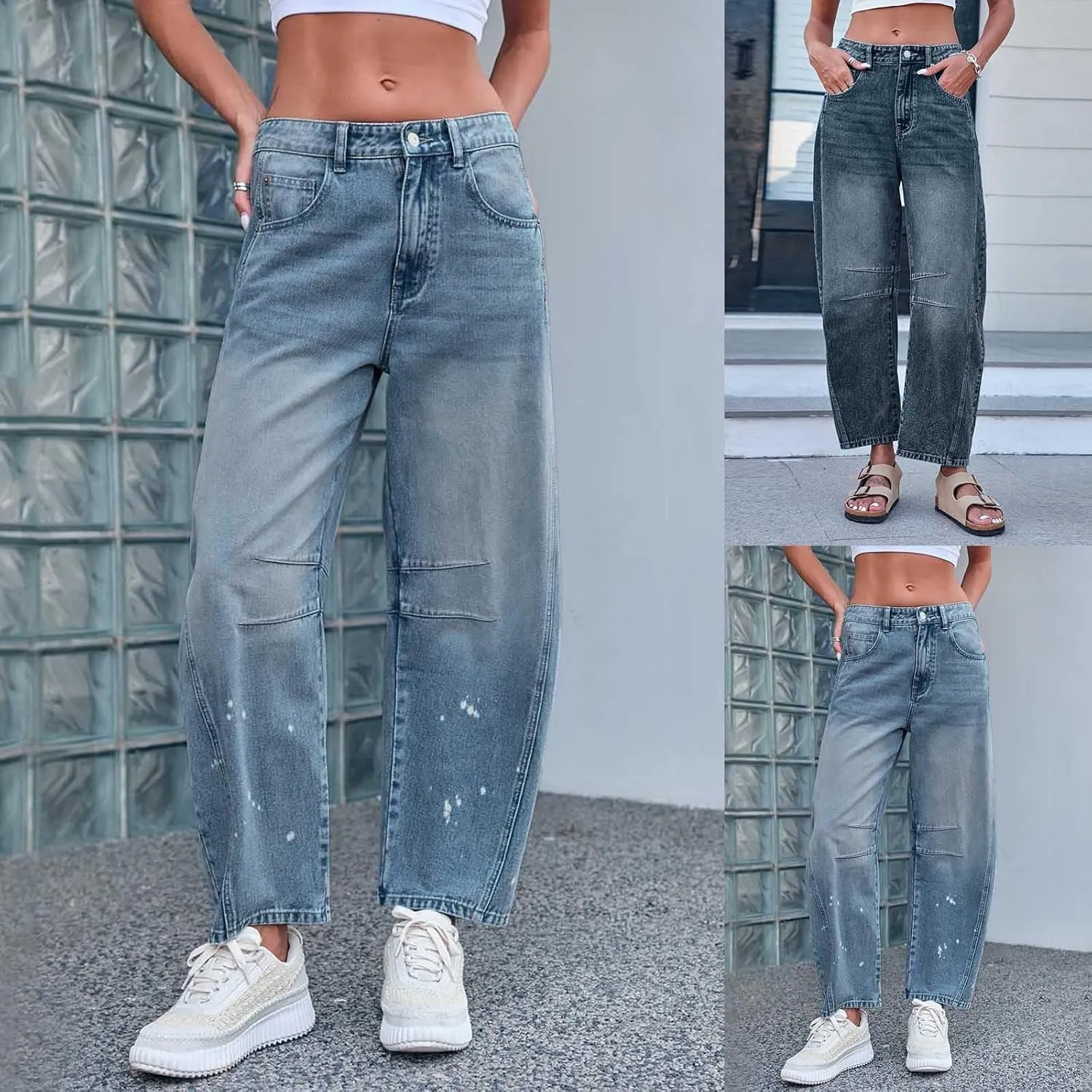 sdbrld Cargo Pants Women Adjustable Waist XXL Multiple Pocket Relaxed Fit Straight Wide Leg Y2K Pants Trousers Fashion Jeans
