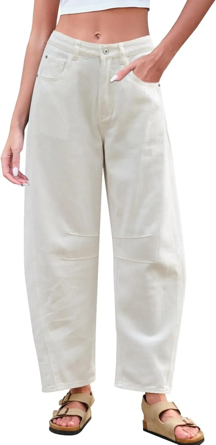 sdbrld Cargo Pants Women Adjustable Waist XXL Multiple Pocket Relaxed Fit Straight Wide Leg Y2K Pants Trousers Fashion Jeans