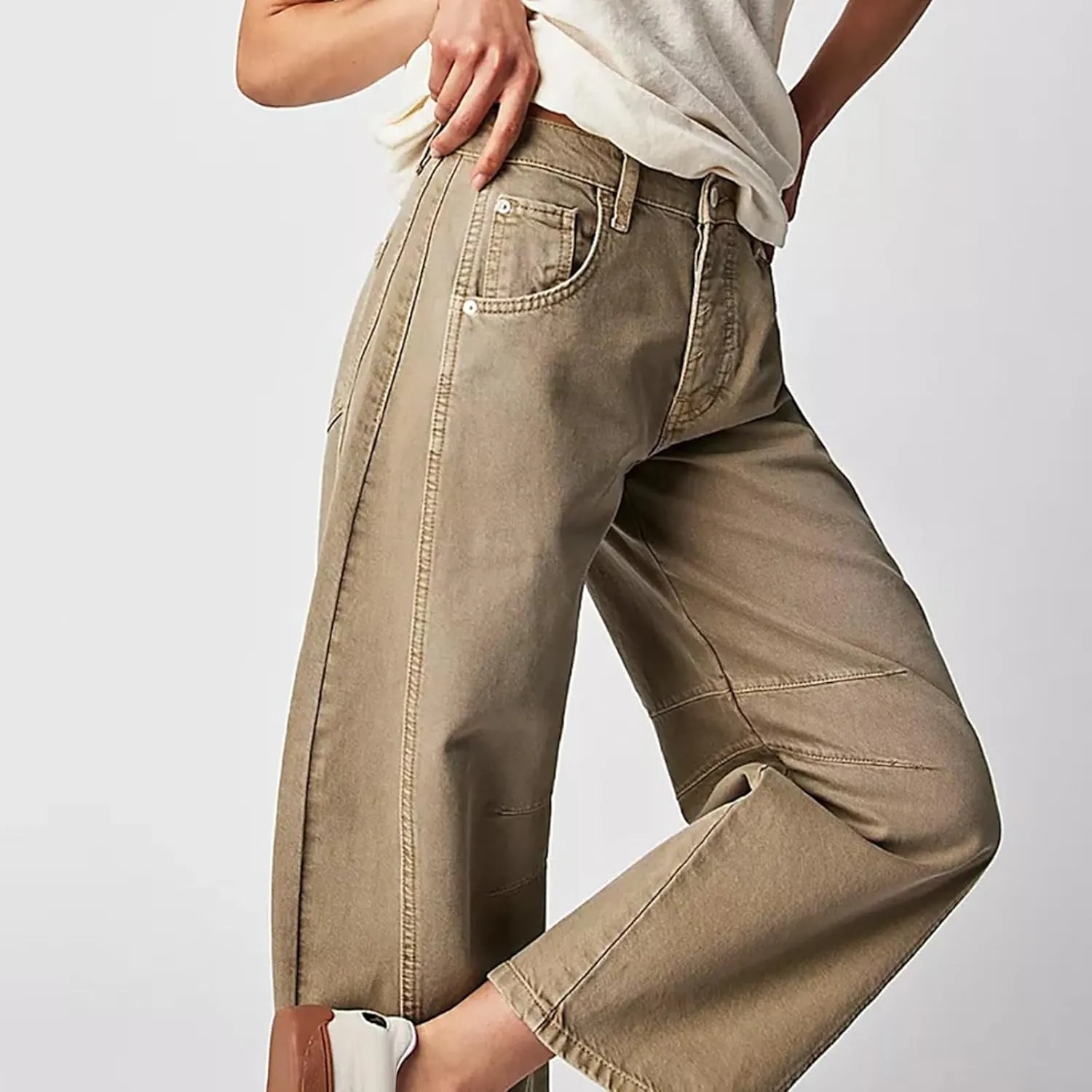 sdbrld Cargo Pants Women Adjustable Waist XXL Multiple Pocket Relaxed Fit Straight Wide Leg Y2K Pants Trousers Fashion Jeans