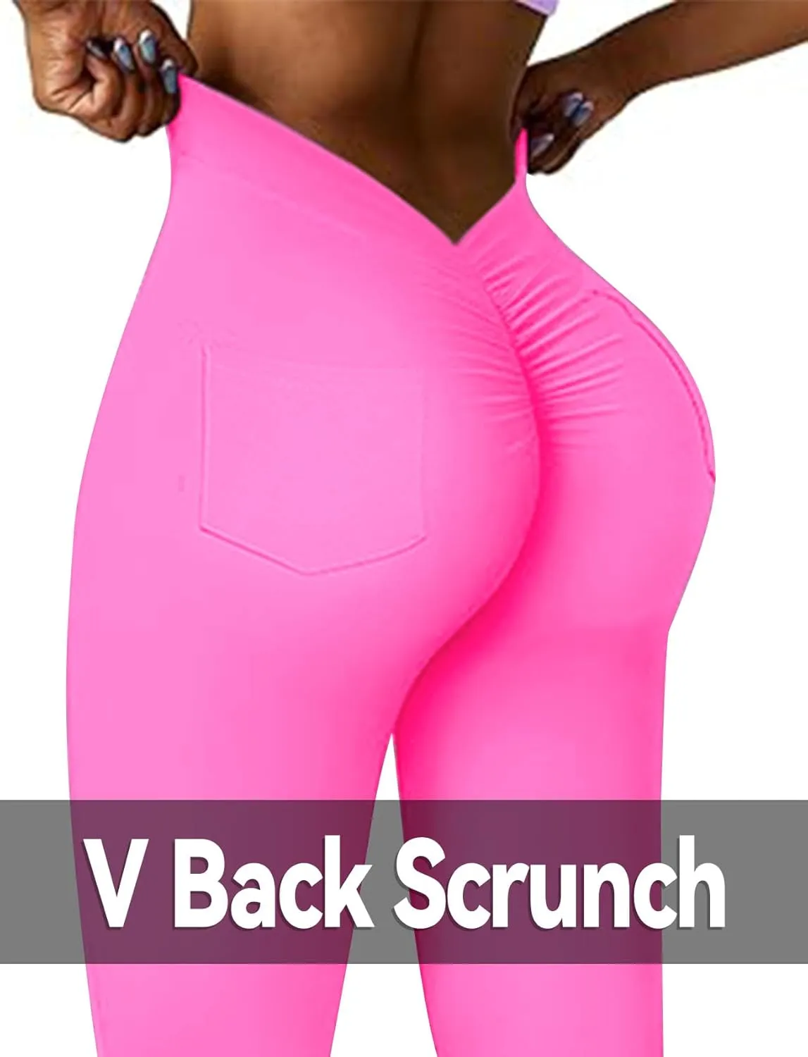 SEASUM Scrunch Pocket Flare Leggings Daze V Back Butt Lifting Gym Workout Bell Bottom Wide Leg Bootcut Yoga Pants