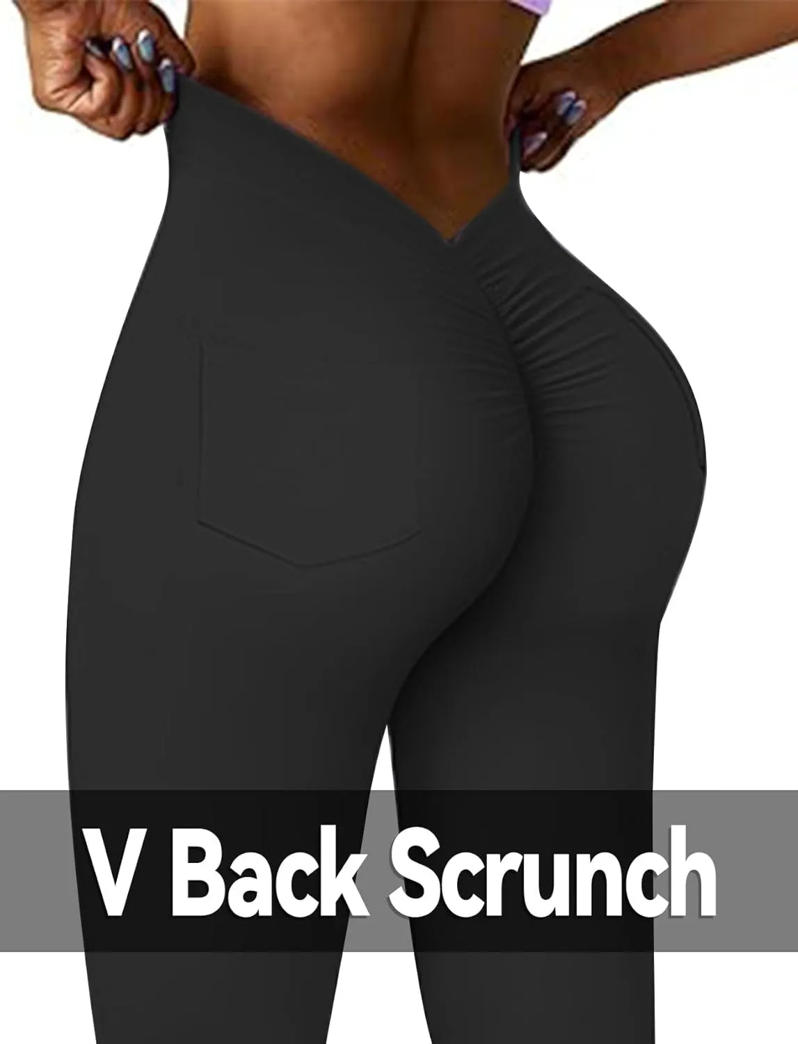 SEASUM Scrunch Pocket Flare Leggings Daze V Back Butt Lifting Gym Workout Bell Bottom Wide Leg Bootcut Yoga Pants