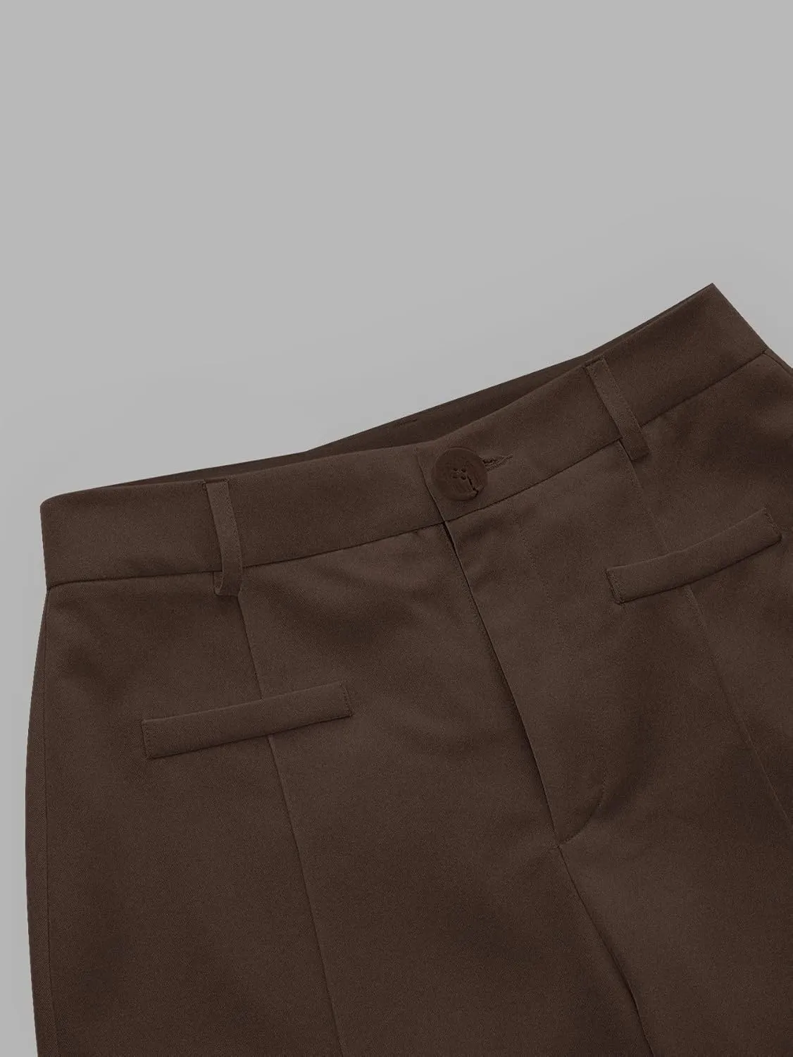 SECOLI Women's Straight Wide Leg Trousers Pants Coffee Brown Casual High Waist Straight Leg Pants