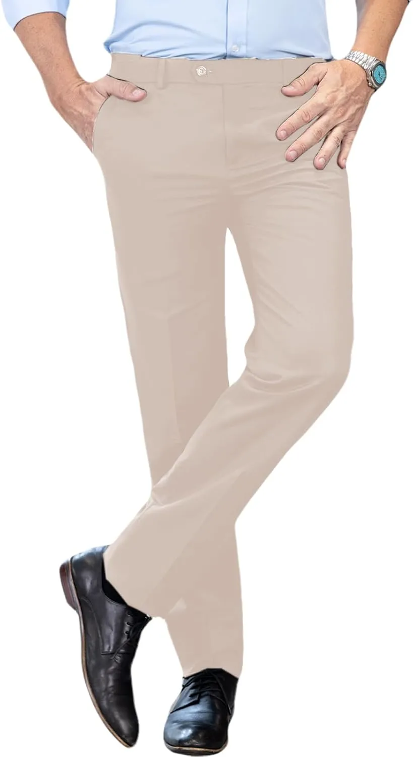 SevenBoy Men's Dress Pants Slim Fit Flat Trousers Regular Fit Business Suit Pants