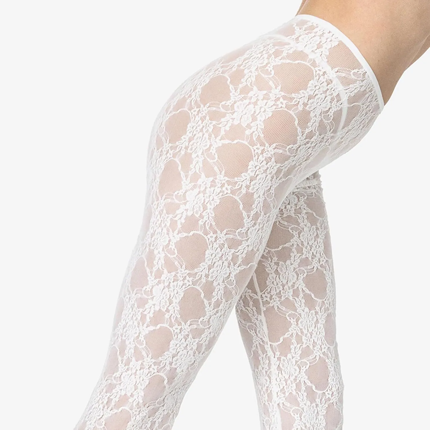 Sexy Women Y2K Lace Flare Pants High Waist See-Through Sheer Mesh Leggings Coquette Wide Leg Bell-Bottom Trousers