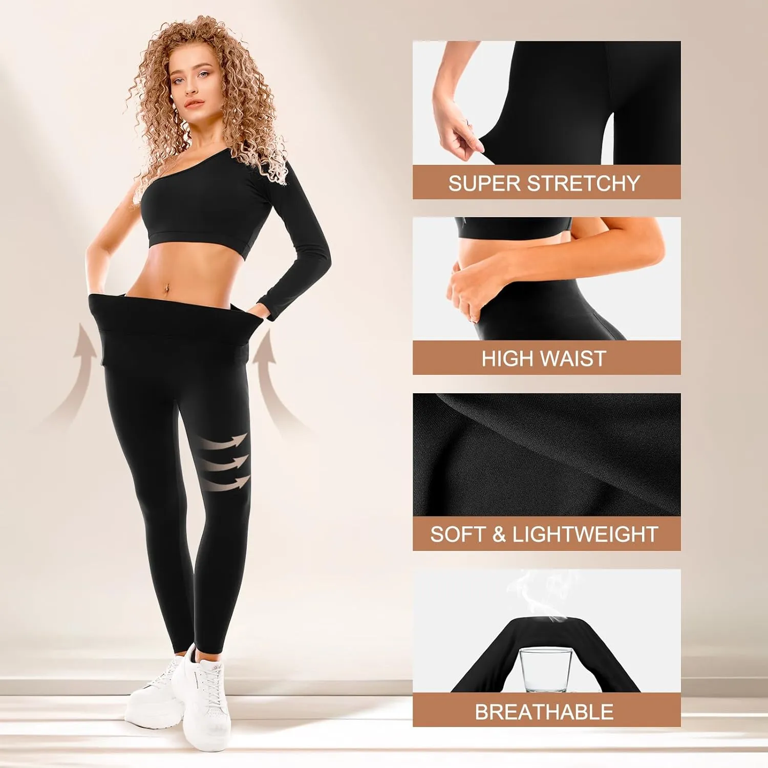 SINOPHANT 3 Pack Leggings for Women - High Waisted Tummy Control Buttery Soft Yoga Pants for Workout Athletic