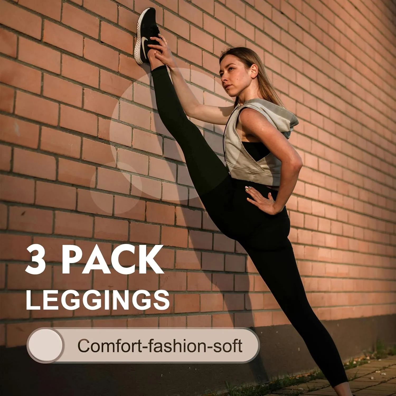 SINOPHANT 3 Pack Leggings for Women - High Waisted Tummy Control Buttery Soft Yoga Pants for Workout Athletic